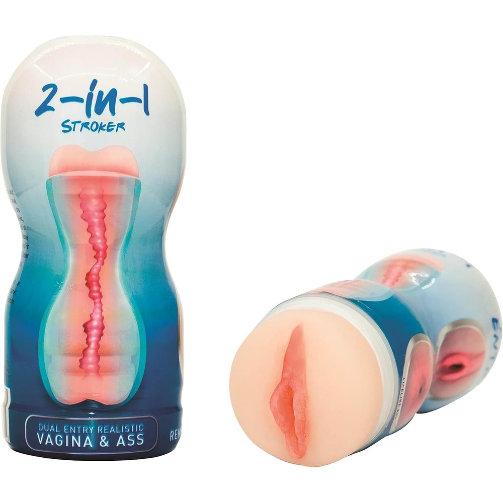image:imageAdam amp Eve 2 in 1 Stroker Realistic Vagina amp Ass Male Masturbator Textured Pocket Pussy amp Anal Flesh Light with Suction Power Adjustable Intensity for Lifelike Pleasure and Maximum Satisfaction
