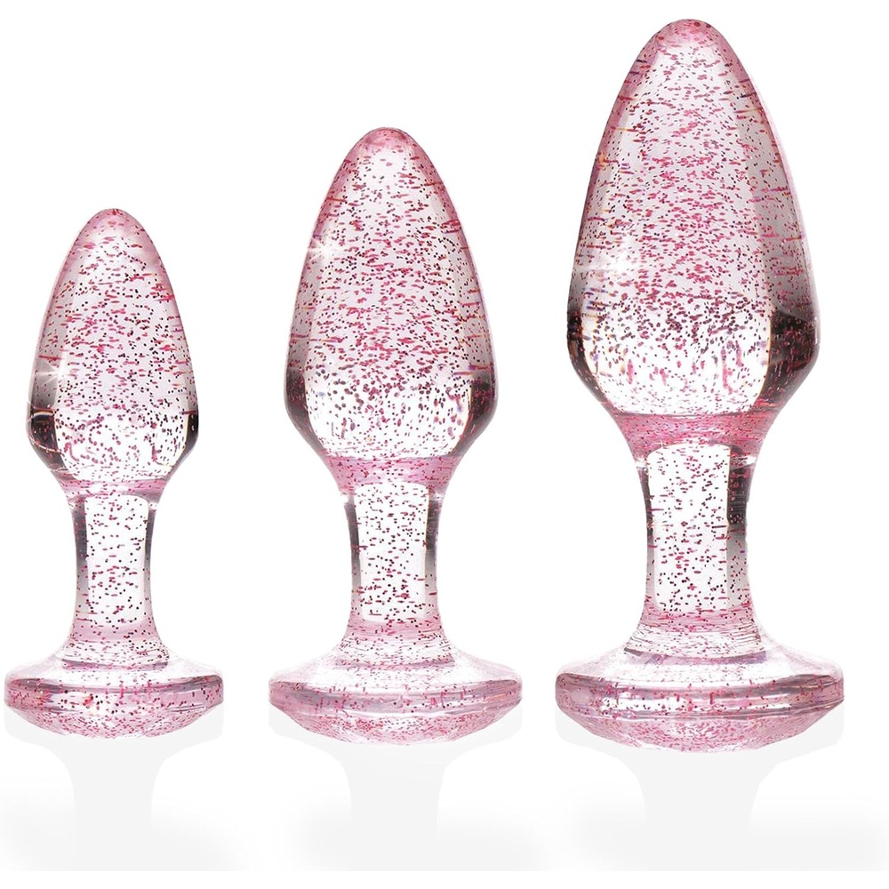 image:imageAdam amp Eve Glitter Gem Butt Plug Set 3 Piece Acrylic Anal Trainer Kit Small Medium Large Plugs for Beginners amp Advanced Lightweight with Sparkling Gem Base Body Safe Waterproof Easy Clean Pink