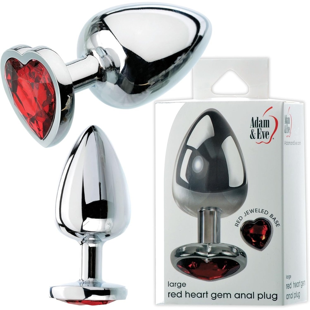 image:imageAdam amp Eve Red Hearts Gem Anal Plug Tapered Metal Butt Plug with Red Heart Gem Base Polished Aluminum Multiple Sizes Free Velvet Storage Bag for Discreet Storage Anal Toys for Beginners