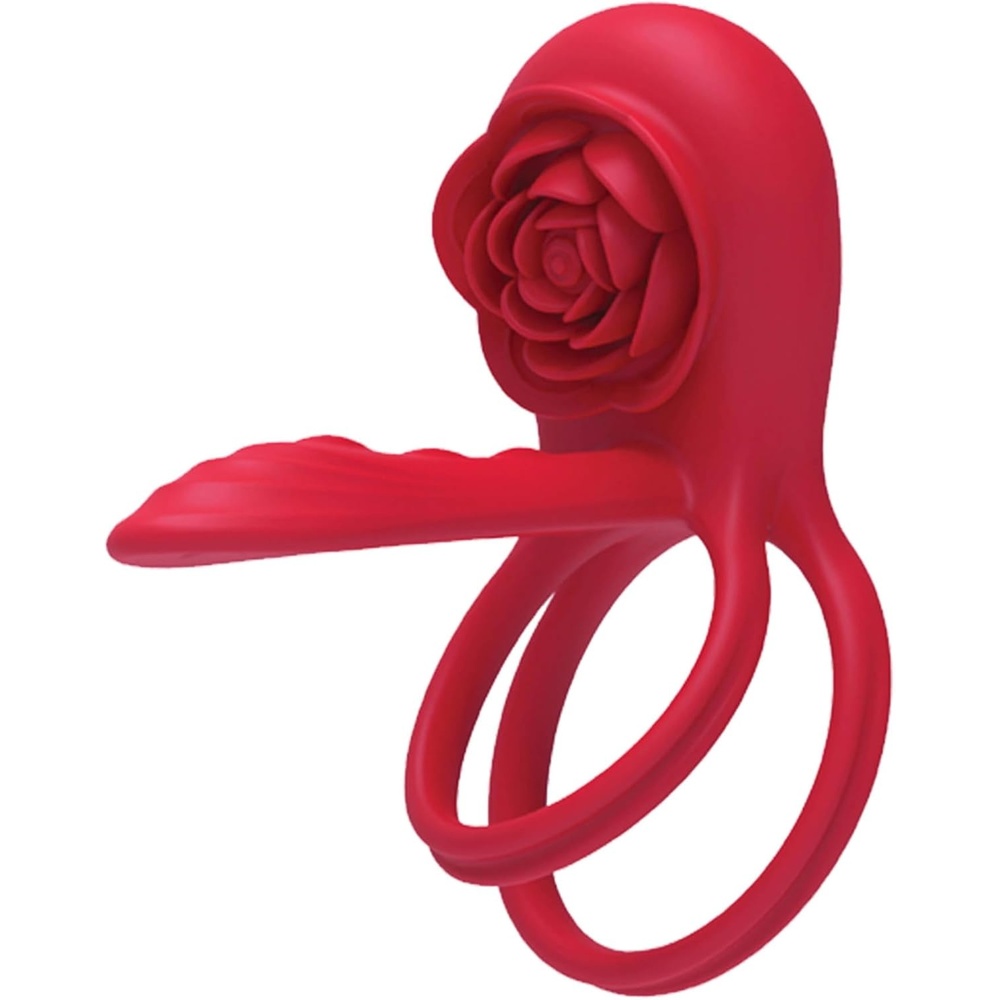 image:imageAdam amp Eve Rose Vibrating CRing Rechargeable Couples Vibrator with Dual Rings for Shaft and Balls 7 Vibration Modes Clitoral Stimulating Silicone Petals Girth Extender for Shared Bedroom Pleasure