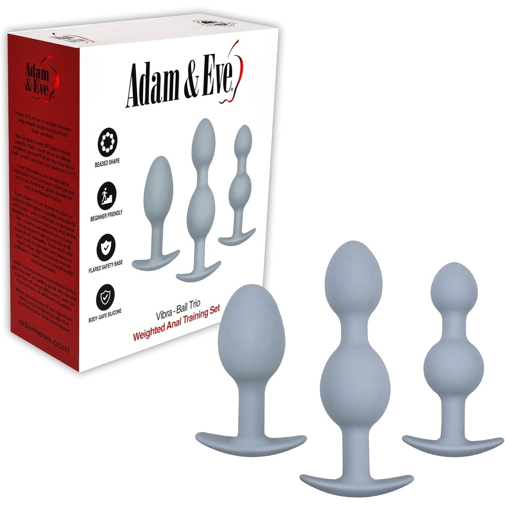 image:imageAdam amp Eve Vibra Ball Trio Weighted Anal Training Set Beaded Butt Plugs 3 Sizes for Beginners to Advanced Rolling Weights for Vibrating Sensation Silicone Waterproof Comfortable Body Safe