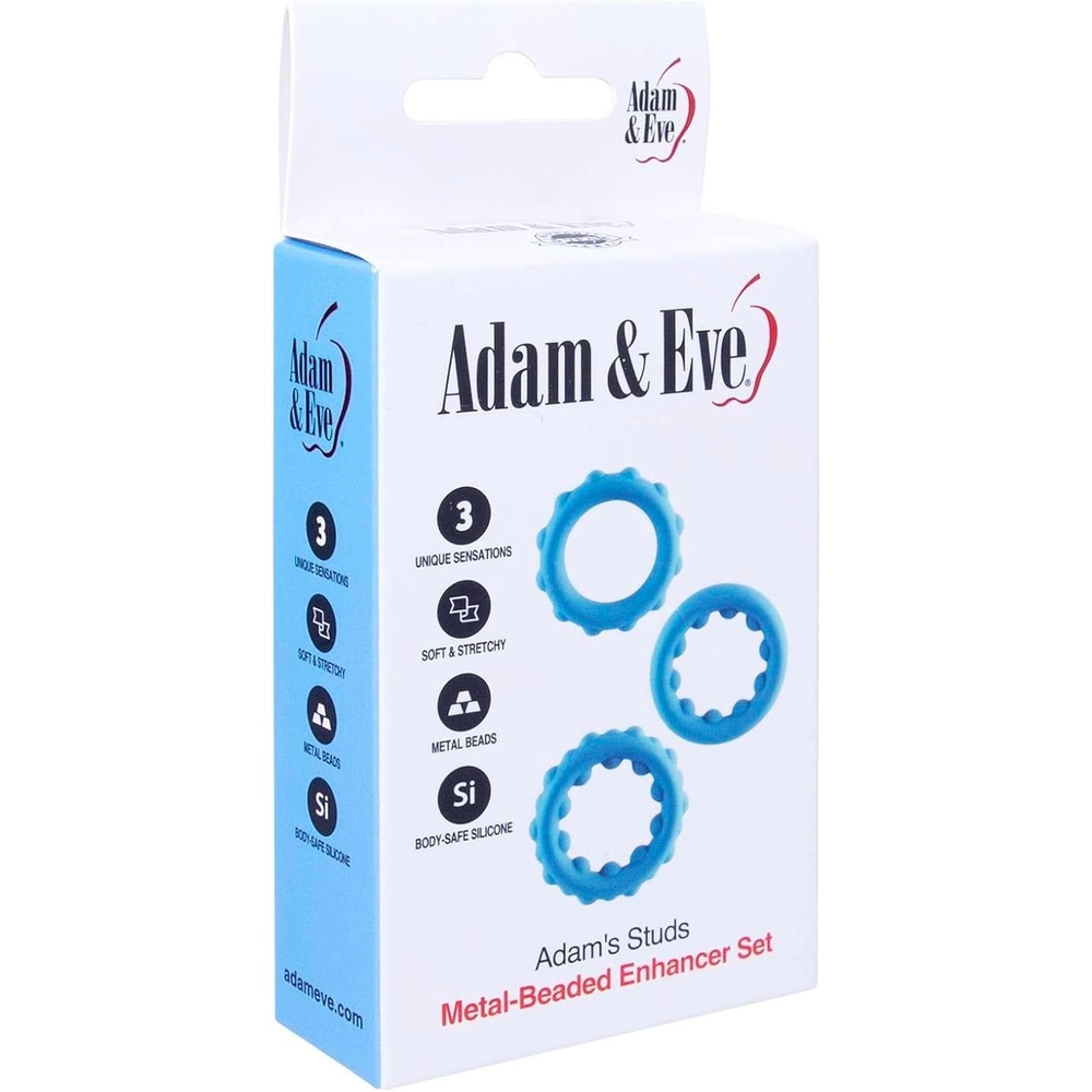 image:imageAdam and Eve Adams Cock Ring Set of 3 Studs Beaded Enhancers Stretchy Silicone Cock Rings with Inner Metal Beads Supportive Rings for Size Stamina and Pleasure Reusable Penis Rings Male Sex Toys