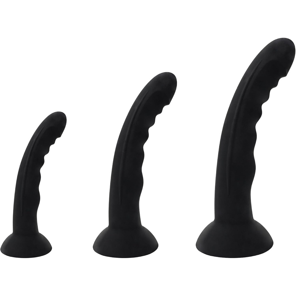 image:imageAdam and Eve Prostate Massager Training Set 3 Piece Silicone Anal Trainer Kit for Men Sizes Textured Prostate Massagers with Curved Tip and Strong Suction Base Beginner to Expert Anal Sex Toys