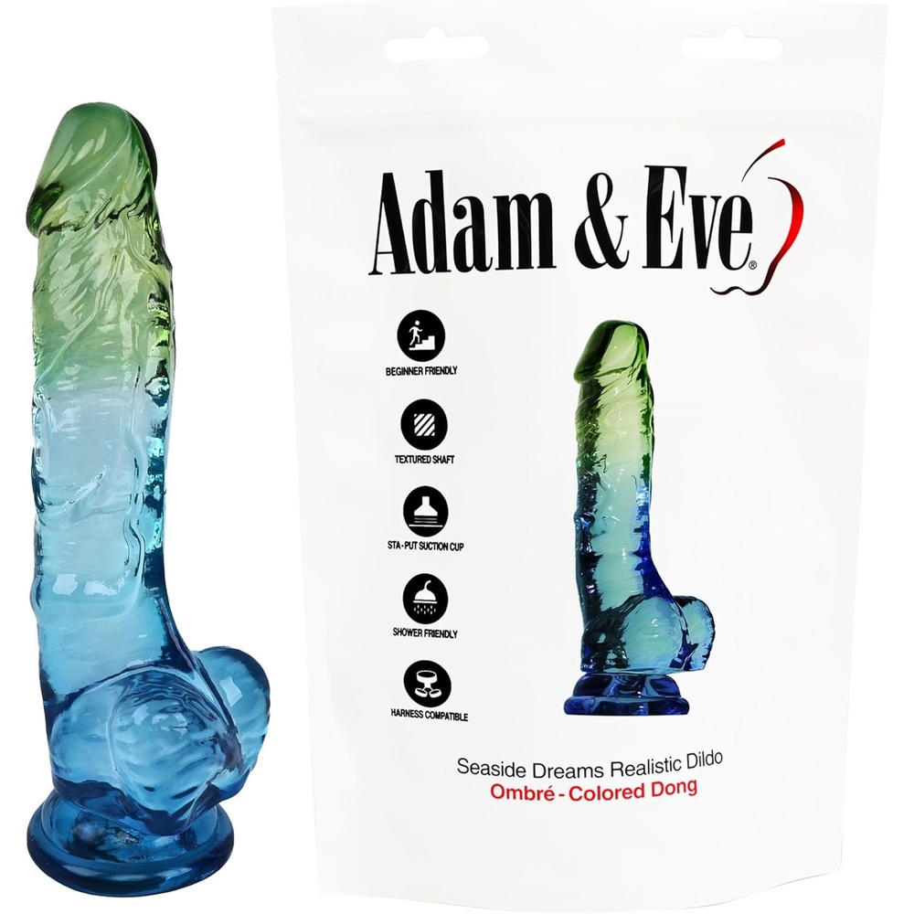 image:imageAdam and Eve Seaside Dreams Dildo 95 Inch Realistic Dildo Soft Flexible TPE Shaft with Veins and Balls Suction Cup Base for Hands Free Sex Toys Fun Big Dildos for Sex Toys Lovers
