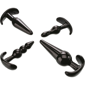 Adam & Eve 4 Piece Anal Plug Kit, Beginner to Advanced Butt Plug Set with Smooth Ribbed Bubble and Ball Plugs, Soft Flexible TPE, Flared Safety Base, Perfect for Training and Pleasure, Adult Anal Toy