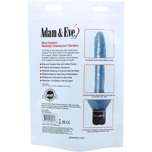 Adam & Eve Blue Dolphin Vibrator Waterproof Flexible Multi Speed Realistic Textured Vibe Beginner Friendly Adjustable Speed Textured for Extra Stimulation Clitoral and G Spot Massage Adult Toy