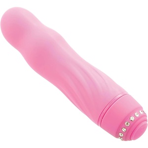 Adam & Eve Diamond Darling Vibrator, 10 Powerful Vibration Speeds, Textured Silicone for Intense Stimulation, Waterproof, Rhinestone Studded Base, Compact & Discreet Adult Toy for Women