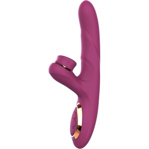 Adam & Eve Rose Gold Revolving Rabbit Dual Stimulating Thrusting Vibrator Clitoral Spinner G Spot Vibe 3 Speed Shaft 7 Mode Clit Stimulator Rechargeable Waterproof Silicone Adult Sex Toy