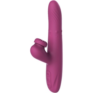 Adam & Eve Rose Gold Revolving Spinning Dual Stimulating Rabbit, 7 Function Revolving Clit Stimulator, 3 Speed Thrusting Shaft, 3 Mode Vibrating Tip, Spinning Beads, Rechargeable, Waterproof, Silicone