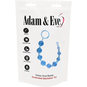 Adam & Eve Sassy Anal Beads, Graduated Beads for Beginners & Experts, Flexible String, Firm Beads for Easy Insertion, Pull Ring for Safe Removal, Anal Toy, Water & Silicone Lube Compatible, 12 Inch