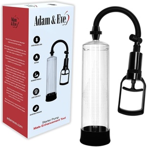Adam & Eve Starter Penis Pump Enlarger, Improved Erection, Cock Sexual Stimulation Device & Masturbation, Mens Erectile Dysfunction Adult Sex Toy, Increase Penile Size, 8.6″ x 2.7″, Clear