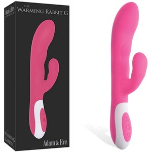 Adam & Eve Warming Rabbit G Spot Vibrator, Rechargeable Heated Dual Motor Clitoral and G Spot Stimulator, Waterproof Silicone Rabbit Vibrator with 25 Vibration Combos for Women and Couples