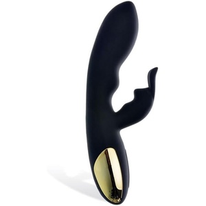 Adam and Eve Rechargeable Waterproof Rabbit Vibrator, Clitoral and G Spot Stimulation Adult Sex Toy for Women and Couples, Vibrating Massager for Date Night and Perineal Play, Gold and Black Design